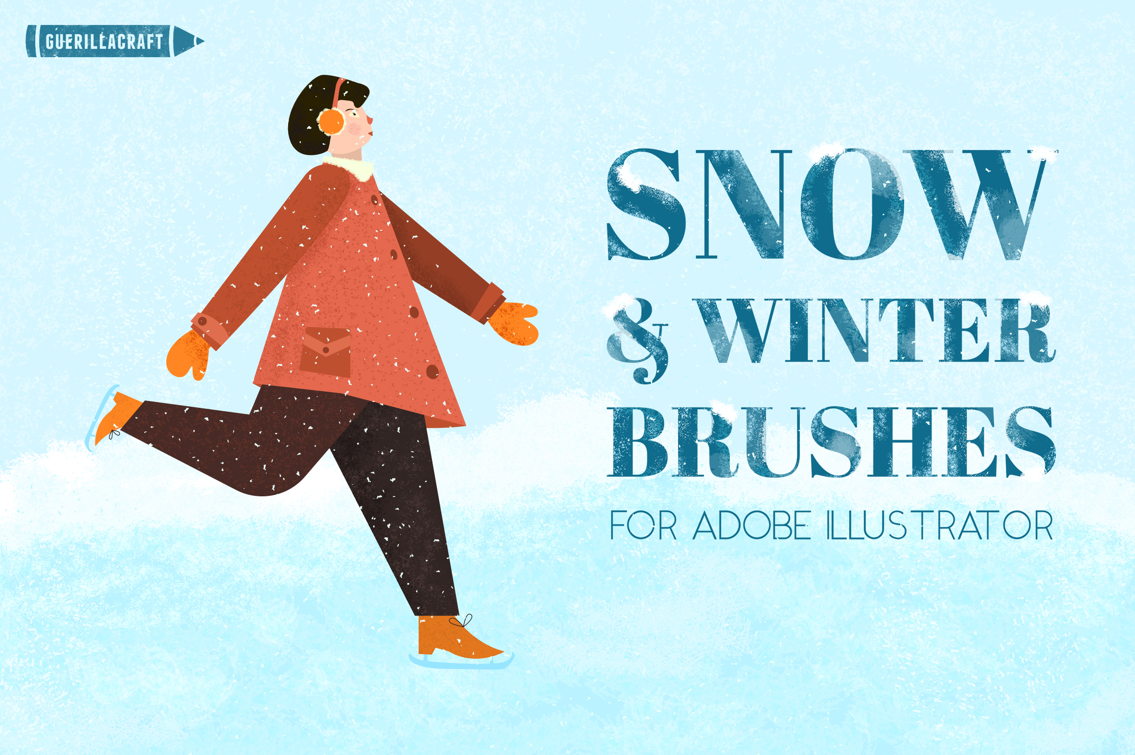 Snow and Winter Brushes for Adobe Illustrator contains 30 powerful brushes for your winter projects.  