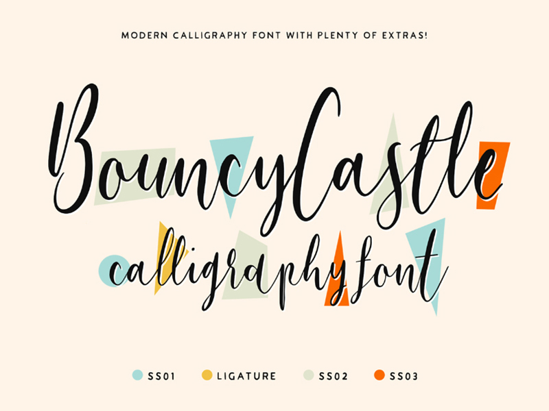 Say hello to Bouncy Castle Font Demo, a trial version of playful, handwritten, and modern calligraphy font family. This family comes with 4 sets of alternative letter styles to effortlessly switch between for maximum creativity and authenticity. It appears incredible within wedding and event invitations, printouts, logos and branding, apparel, and everything in between. Also, no special software required to access letter alternatives! The calligraphy font set has been split into 4 individual fonts. As a result, making life a whole lot easier for you to switch between all of the wonderful letter combinations to truly bring your work to life! Thanks to Tom Chalky who has generously sharing this free demo with all the complete features! However, this demo pack only comes with Personal Use license. 